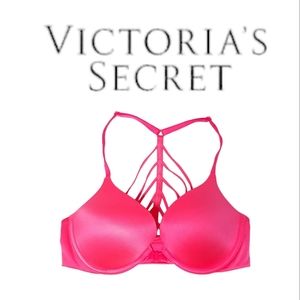 VICTORIA'S SECRET Hot Pink Very Sexy Front Clasp Strap and Back Push-up Bra 32C